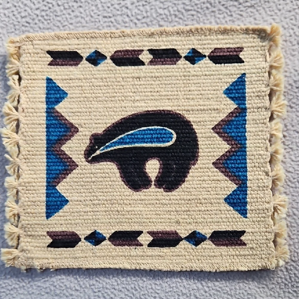 Handpainted Southwestern Handwoven Fringe Coasters Mug Rugs Set of 4
